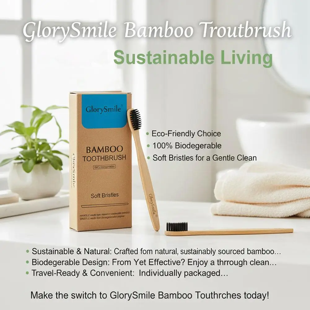 Eco-Friendly Bamboo Toothbrush Set with Charcoal-Infused Soft Bristles