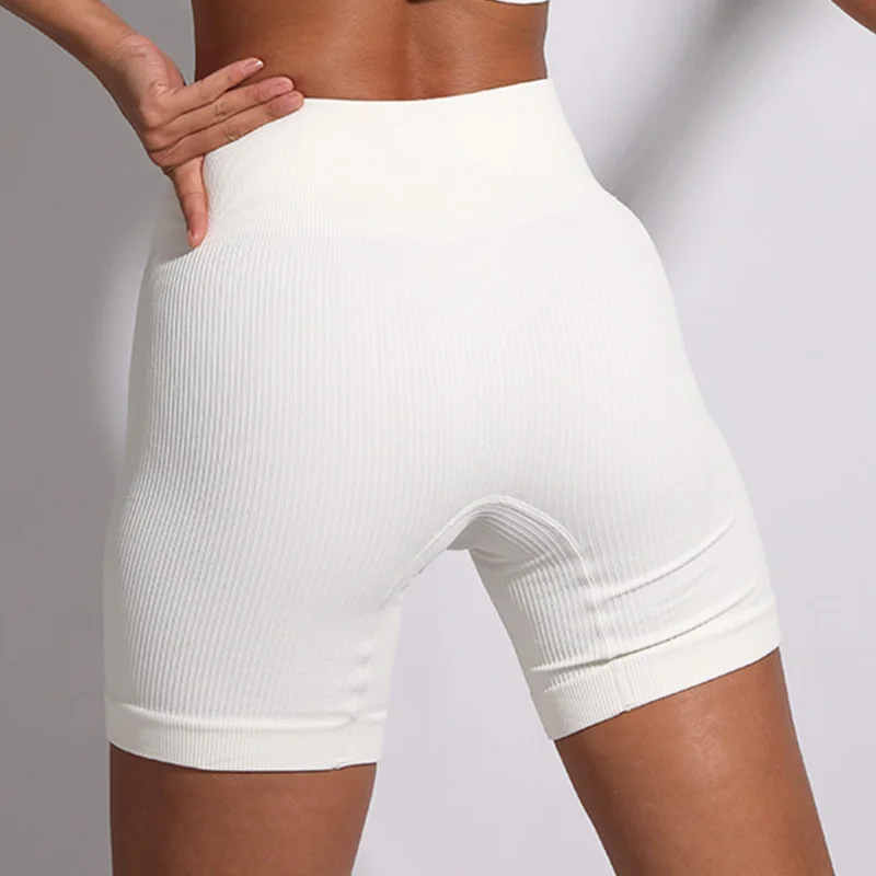 Seamless Yoga Shorts Women Ribbed Bicycles Workout Ribbed Sports Short Leggings Fitness Summer High Waist Gym Cycling Shorts