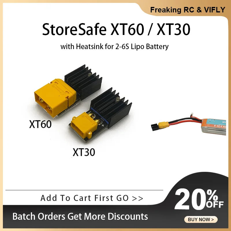 Разрядное устройство VIFLY StoreSafe Smart Lipo XT30 / XT60 с радиатором для 2-6S Lipo аккумуляторов