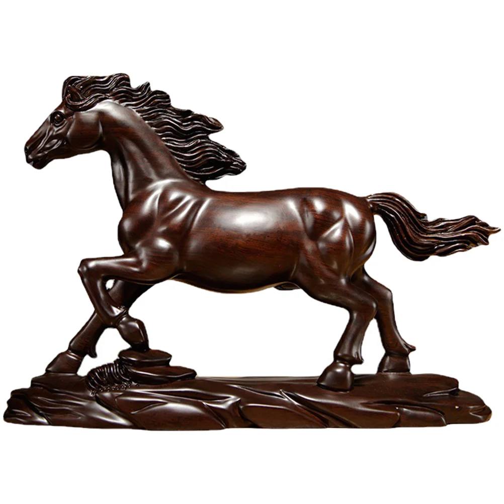 

Wood Horse Statue Wood Horse Sculpture Home Desk Decor Ornament Photography Prop