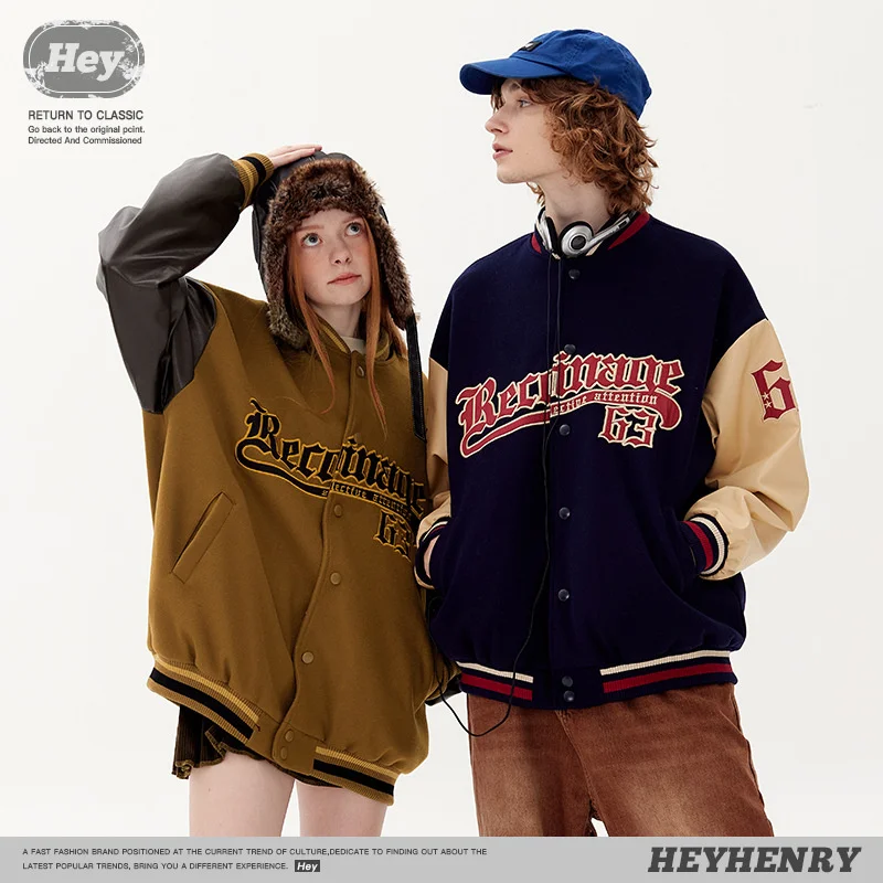 Couples Matching Baseball Jacket American Academy Style Casual Western Bomber Coat Autumn New Fashion Top Boys And Girls