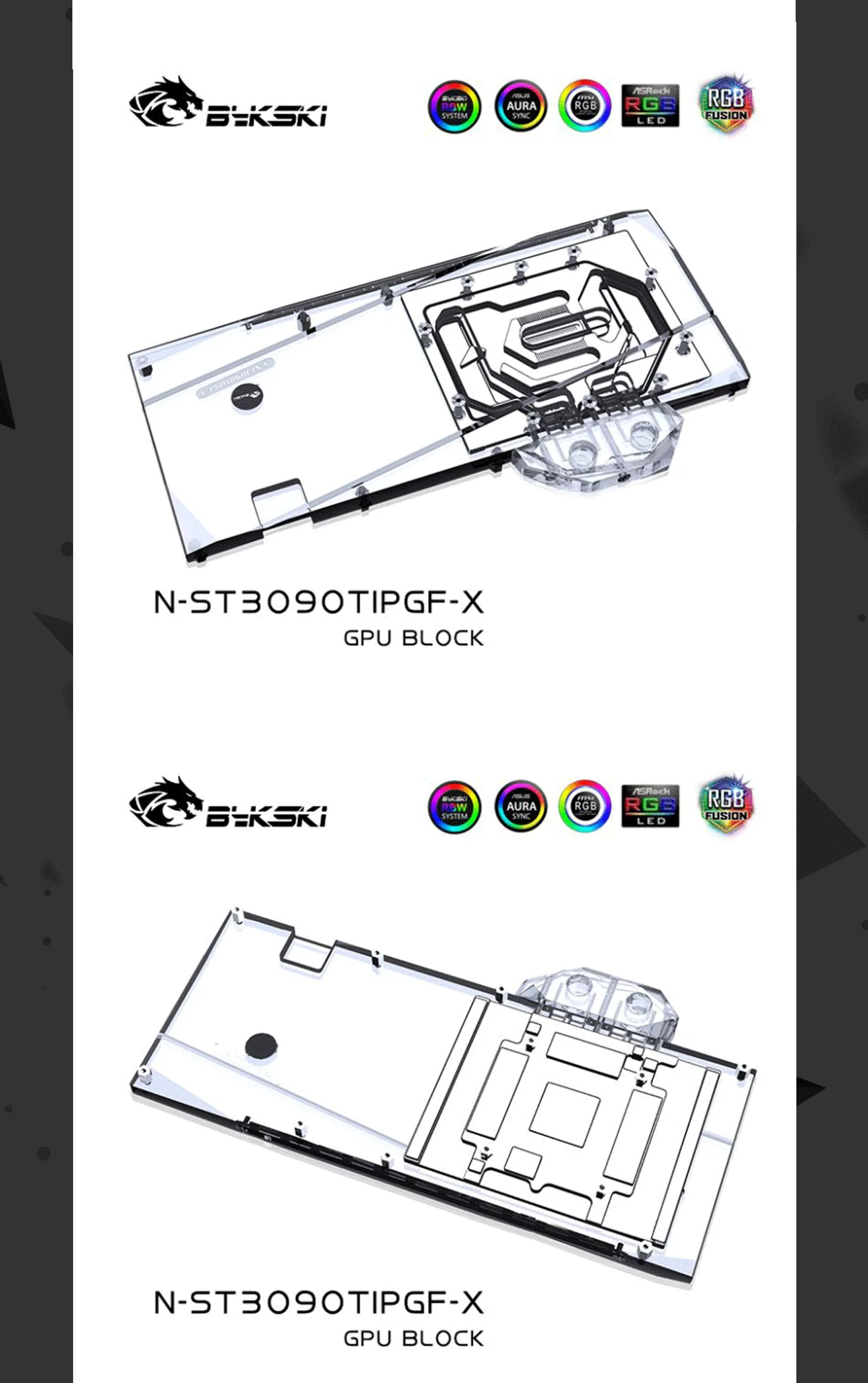 Bykski GPU Water Cooling Block For ZOTAC Geforce RTX 3090Ti AMP EXTREME HOLO , GPU Liquid Cooler System , N-ST3090TIPGF-X  