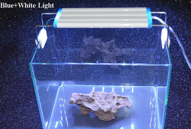 220V Fish Tank Plant Growing Light Aquarium LED Light Ultra-Thin Waterproof Bright Telescopic Clip Lamp White Blue Light 20-60CM
