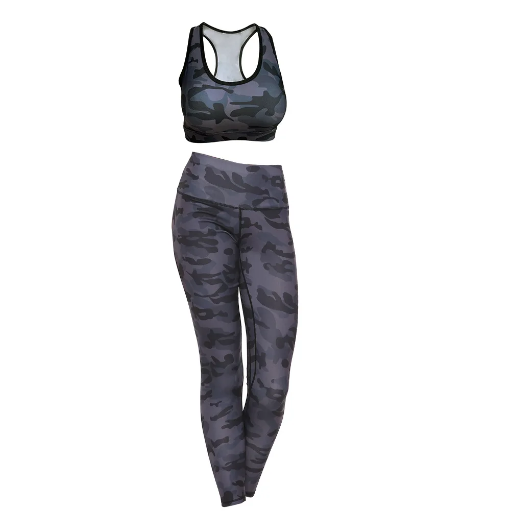 

Camouflage Sport Suit for Women, Yoga Sets, Fitness Wear, Leggings, Padded Leggings, Sports Bras, Workout, Gym, 2 Pcs
