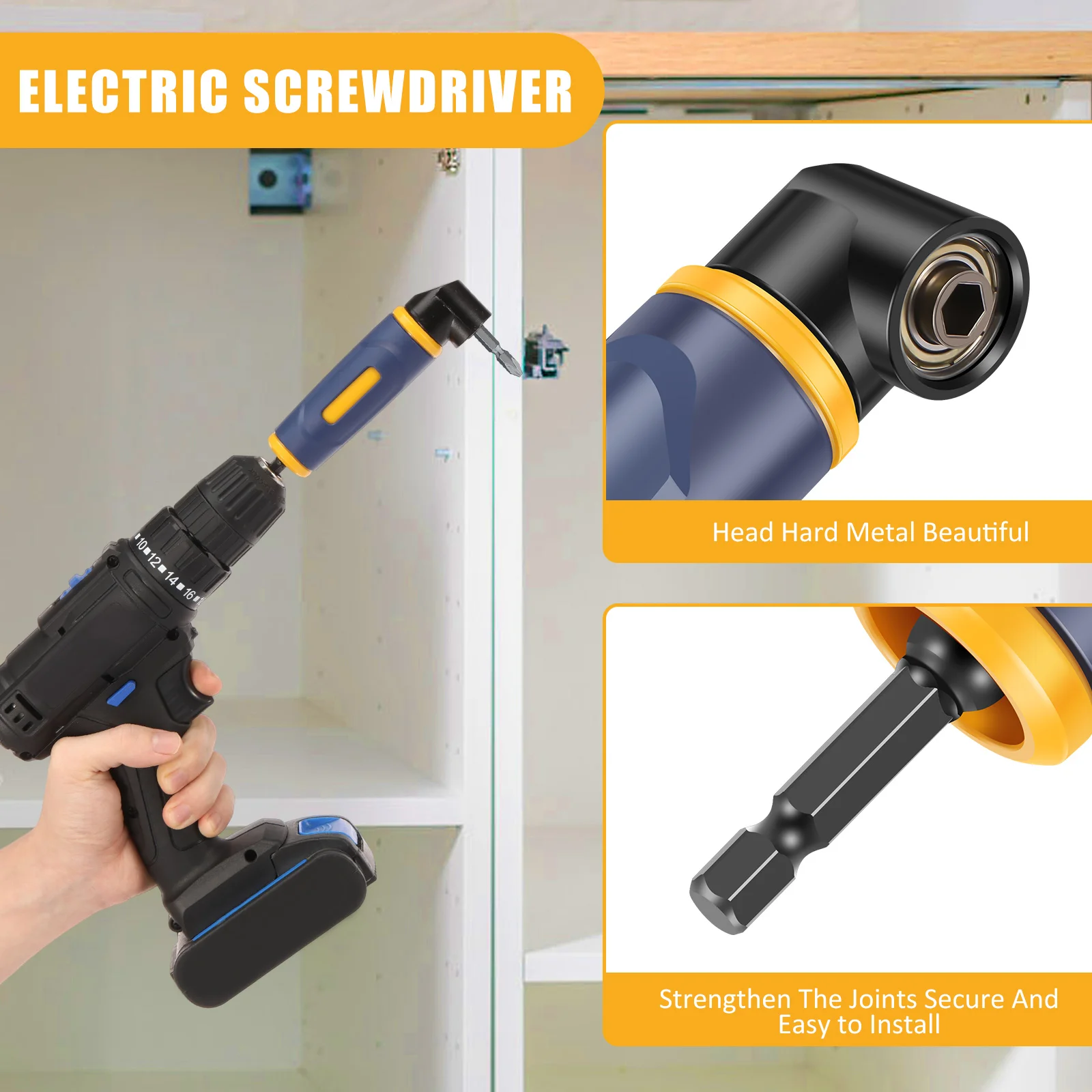 Electric Drill Attachment Impact Socket Adapter Angle Socket Adapter Drill Attachment Electric Drill Adapter New Right Angle Drill Attachment 90 Degree Right Angle Drill Bit Adapter Angled Screwdriver for Most Hex Shank Bit Home Repair