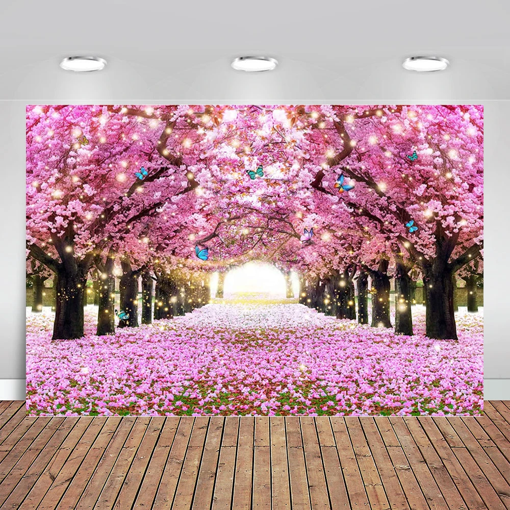 

Фон для фотосъемки с изображением весенних цветков вишни пасхальных цветов Свадебный фон розовый День Святого Валентина цветочный бульвар фото плакат