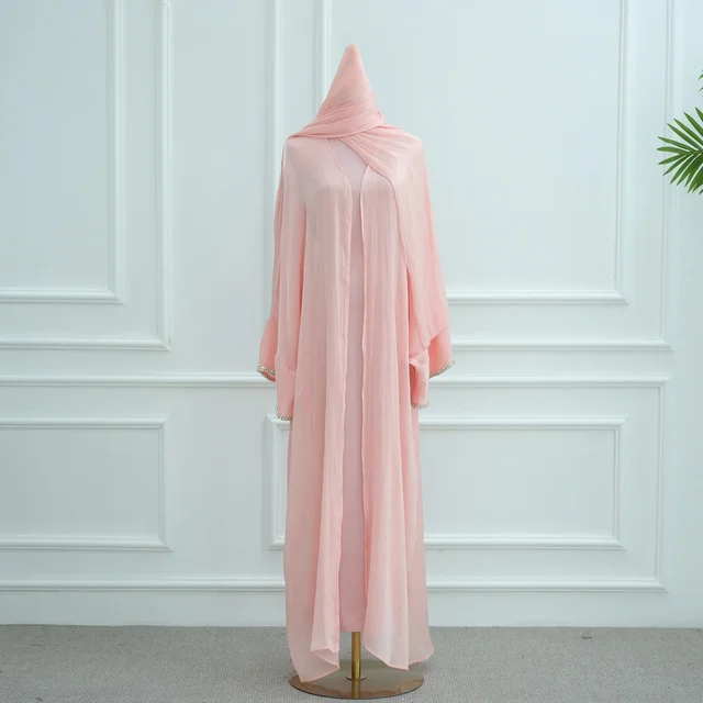 Kimono Cardigan pour Femmes Musulmanes, Robes Abaya Ouvertes Ornées de Diamants, Écharpe, Longue Robe, Robe de Dubaï, Robe Turque, Vêtements Islamiques, Marocain, Eid, Ramadan