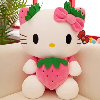 Sanrio Plush Toy Kawaii Hello Kitty Hold Strawberry Cartoon Doll Girl Room Decoration Sleeping Throw Pillow Child Birthday Gift 1