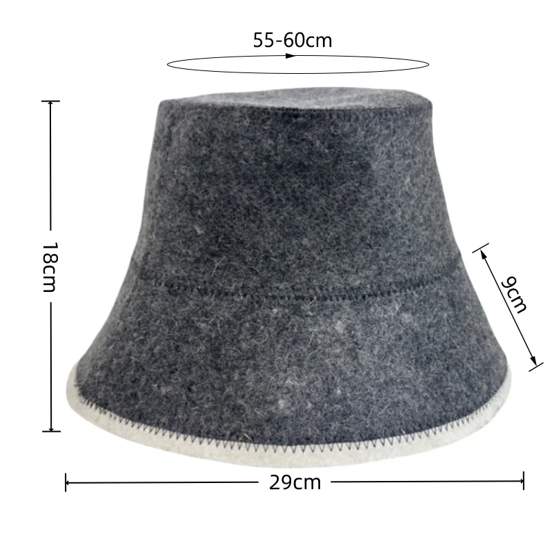 Gray Wool Felt Sauna Bucket Hat