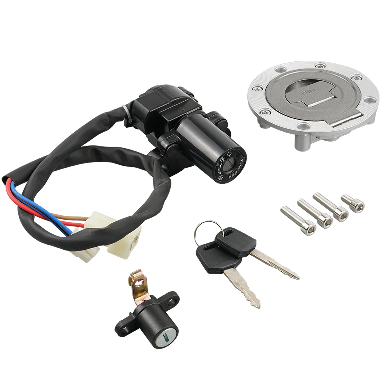 야마하 YZF R6 2003-2005 YZF R1 1998-2003 XJ6 XJ6F XJ6N 2009-2013 FJ1300 2001-2016용 연료 탱크 캡 커버 점화 스위치 1세트