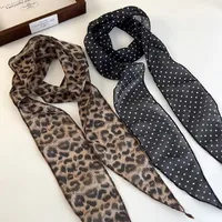 New Leopard Print Scarf Belt Polka Dot Satin Accessories Hair Band Head Wrap Boho Luxe Versatile Women Neckerchief