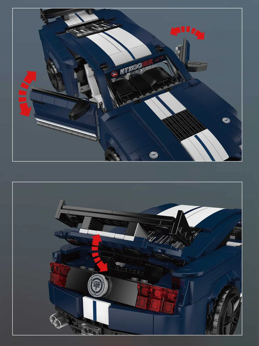 새로운 1556PCS 몰드 킹 10208 테크니컬 GT500 빌딩 블록 브릭 쉐비 자동차 모델 세트 성인 및 어린이용 크리스마스 이스터 선물