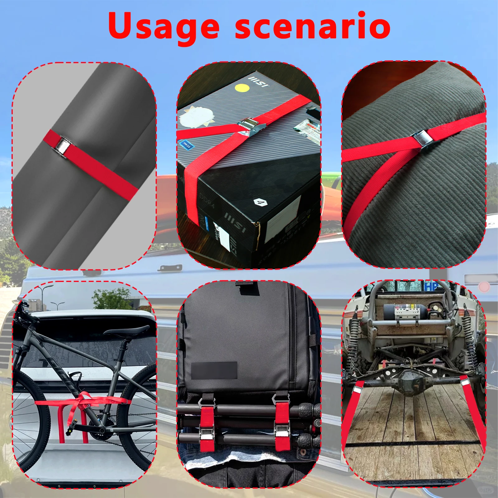 10pcs 2M Zinc Alloy Pressure Buckle Pallet Cargo Straps Luggage Fixed Car Fixed Tightener Tensioner Straps Ratchet Tie-Down Belt cargo straps cargo tie down strap tie down straps lashing strap strapping tensioner
