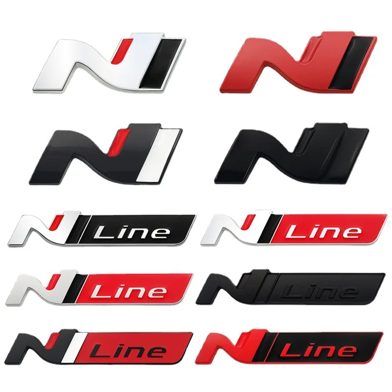 Nline N Line Logo Car Grill Emblem Trunk Badge Per Hyundai Sonata I30 I20 Tucson Elantra Kona N Line Decal Sticker Accessori