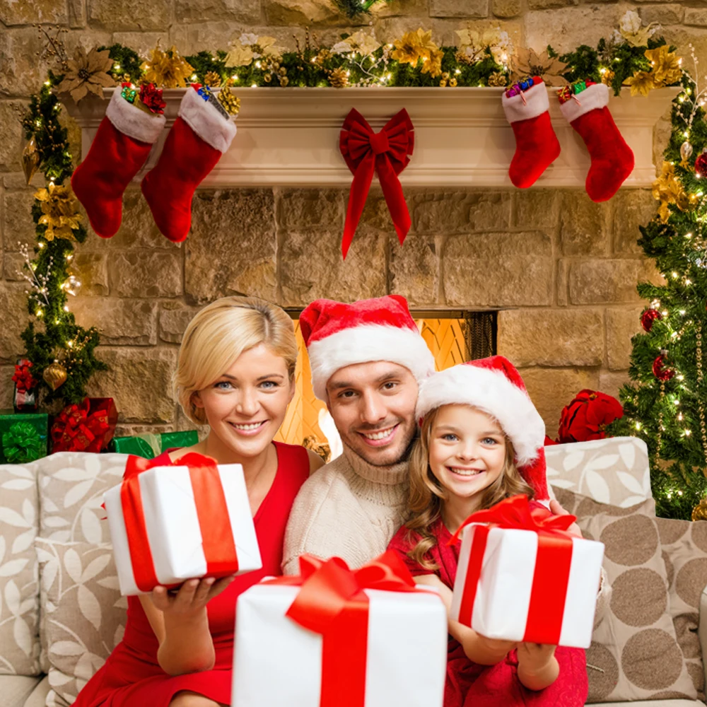 Christmas Photography Backdrops Child Christmas Fireplace Decoration Background For Photo Studio vlog decorations photo backdrop