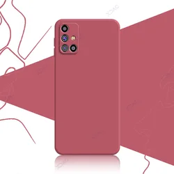 Enhanced Product Title: Premium 360 - Degree Soft Silicone Anti - Fall Mobile Phone Case - Elegant Square Design - Samsung M31S (Camellia)