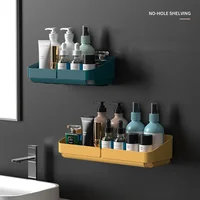 Self Adhesive Bathroom Shelves Wall Mounted Storage Rack Box Toilet Washstand Punch Free Shampoo Holder Bathroom Accessories 1