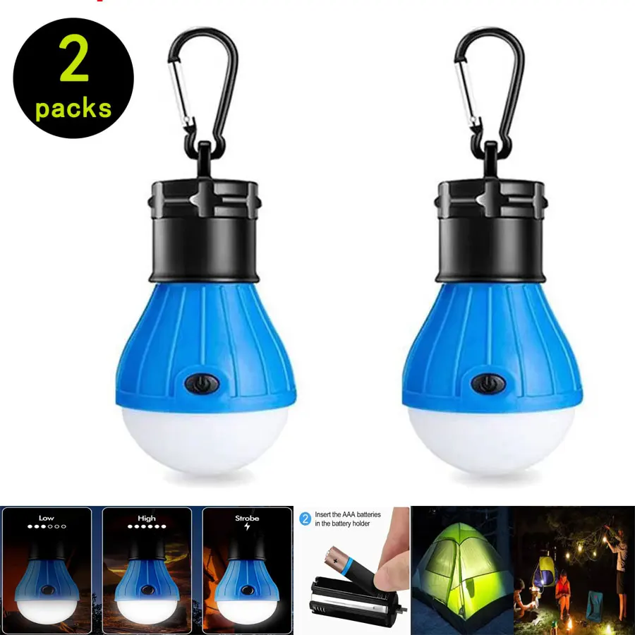 1/2/4PCS Portable LED Camping Lantern Tent Lamp Light Bulb Emergency Waterproof Adventure Hanging Light AAA Batteries Powered
