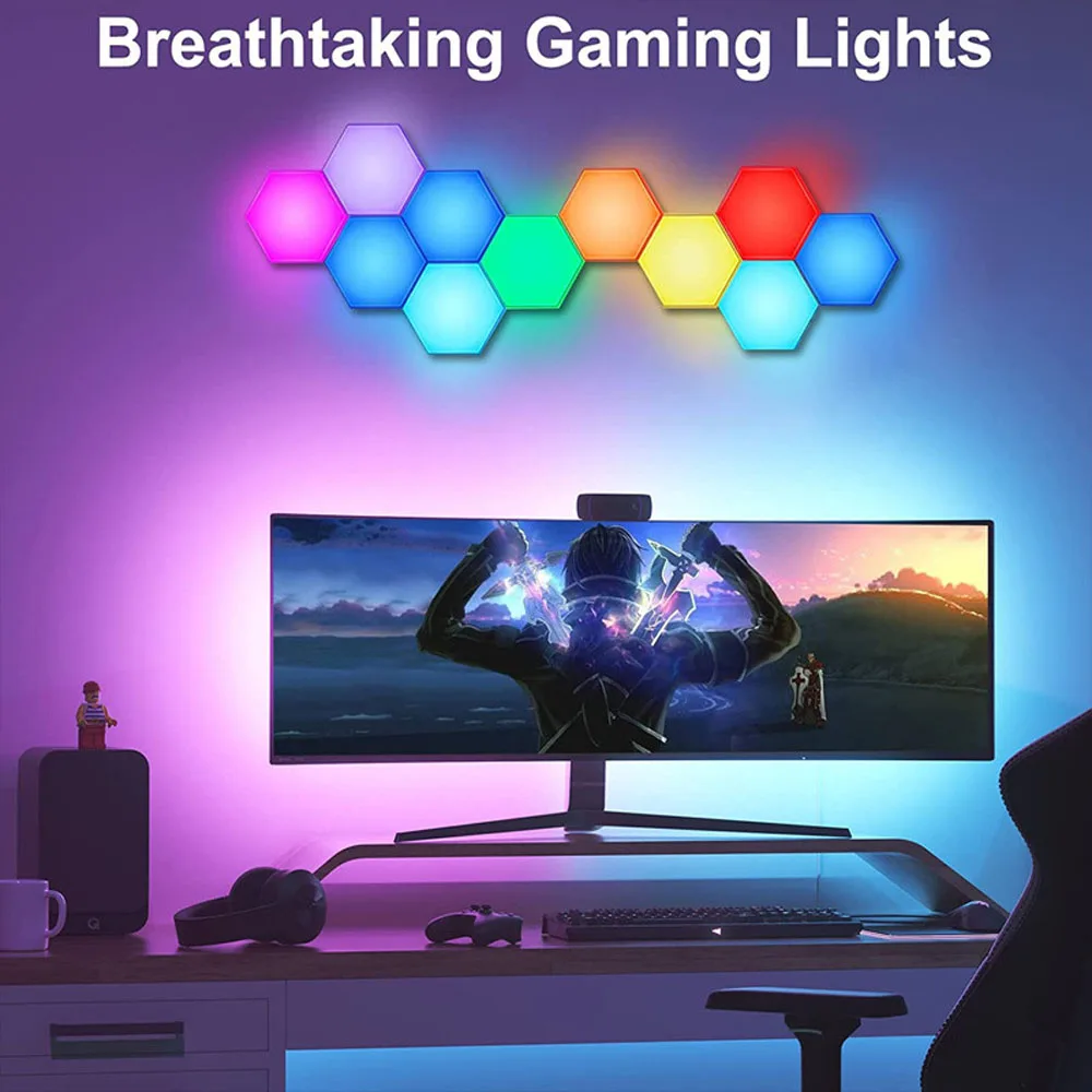 WIFI RGB LED Quantum Lamp Hexagon LED Night Light 5V USB DIY Game Wall Lamp For Home Decoration Atmosphere Lamps