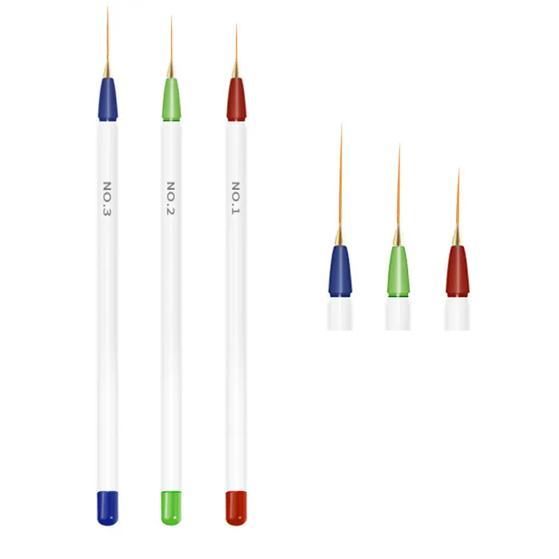 3pcs/Set Acrylic French Stripe Nail Art Line Painting Pen 3D Tips Manicure Slim Line Drawing Pen UV Gel Brushes Painting Tools 6