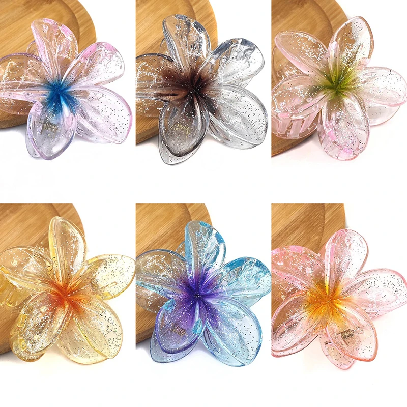 Hair Flower Clip Clips Hawaiian Plumeria Beach Flowers Claw Barrettes Accessories Barrette Kids Colorful Women Piece Artificial