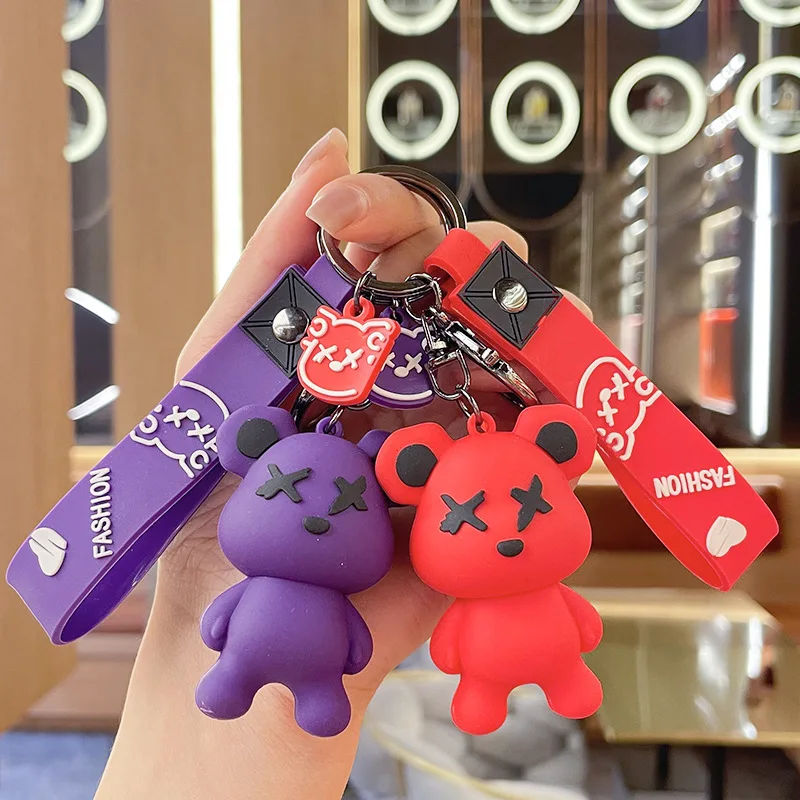 Anime Bear Key Chain Accessories Luxury Llaveros Porte Clé Keychains Cute  Car Keychain Women Men Keyring Friend Bag Charm Couple