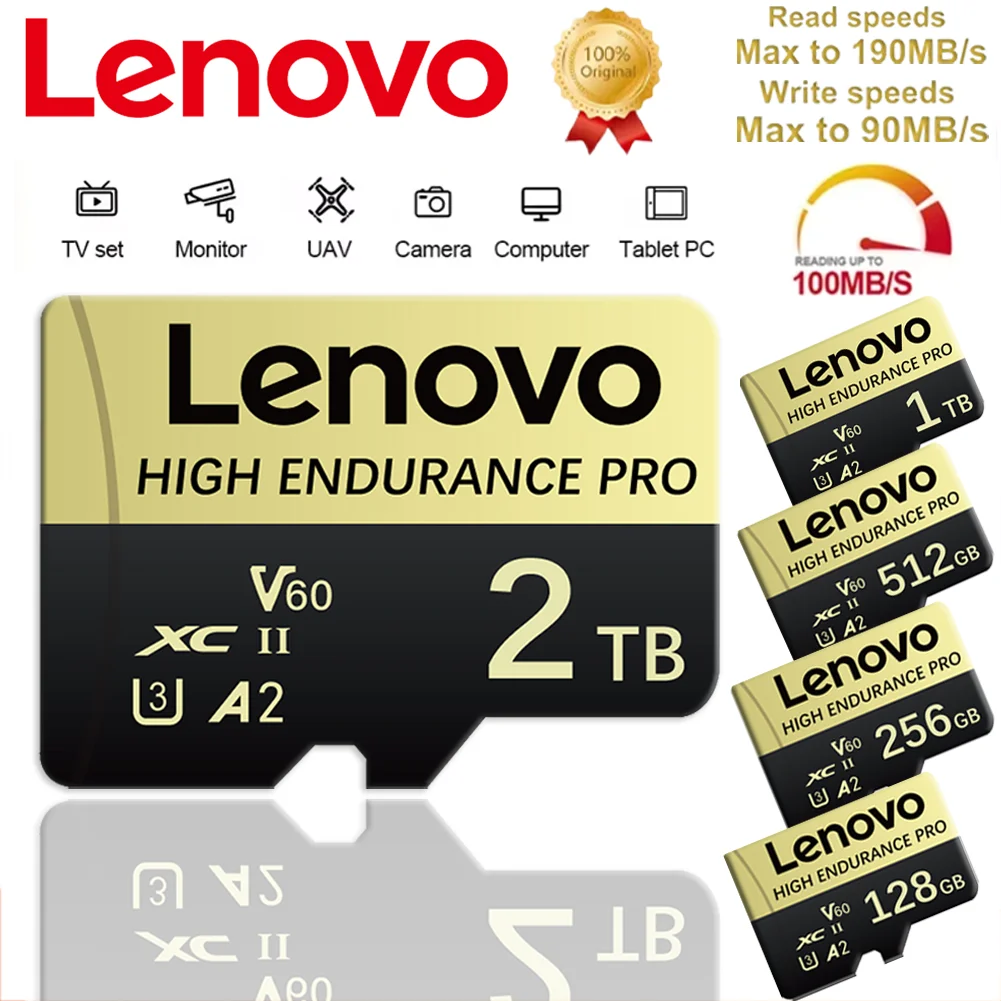 Lenovo Memory Card 128GB 2TB 1TB 512GB 256GB Micro TF SD Card V60 High Speed Camera memory card Phone Camera