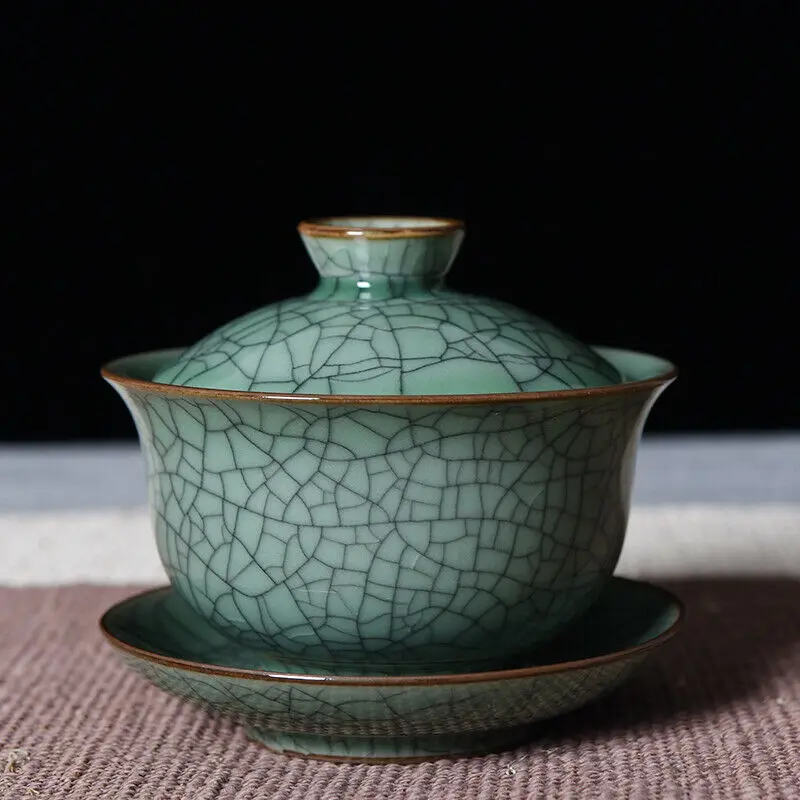 

Китайский чайный набор Longquan Celadon Gaiwan, кунг-фу GE DI, чаша с покрытием из печи, 200 мл