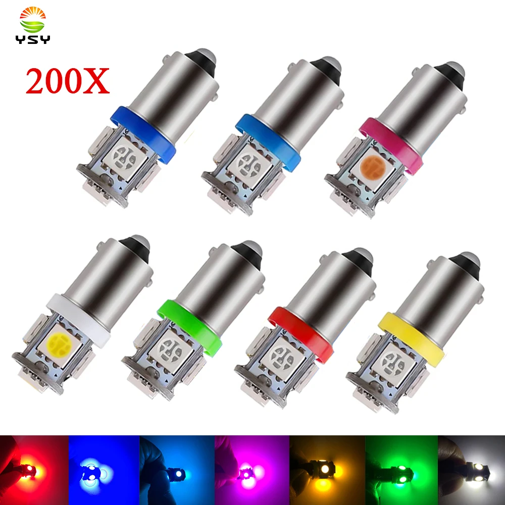 Yxy 200X Ba9S 5 Smd Led 5Smd 5Led Indicatore Luminoso Per Auto Lampadine Interne Lampada A Cuneo Ba9S 5Smd 5050 3Chip 12V 24V