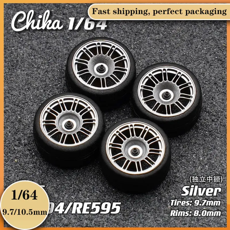 Car Modified Wheels 1/64 Chika 9.7/10.5mm RE594/Aerodisc/Dia/Profound Without Bearing Resin Wheels Suitable for 1:64 Model Cars