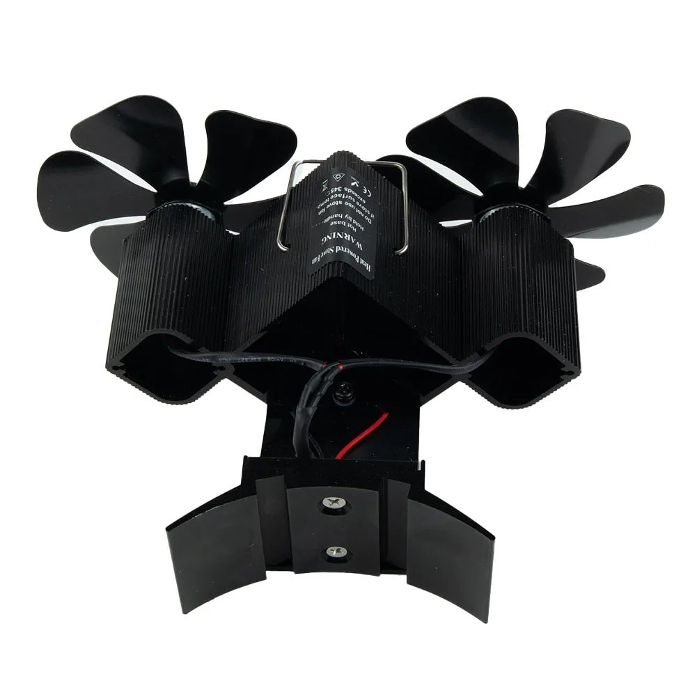 

12 Blades Fireplace Fan Double Head Wall Mounted Furnace Fan Wood Burning Heat Powered Stove Fans Energy Saving Cooling Tools