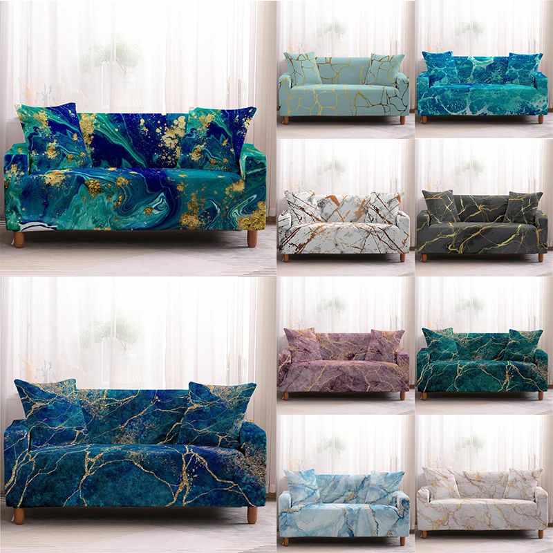2022 New 3d Abstract Sofa Cover Spandex Stretch Marble Print Sofa