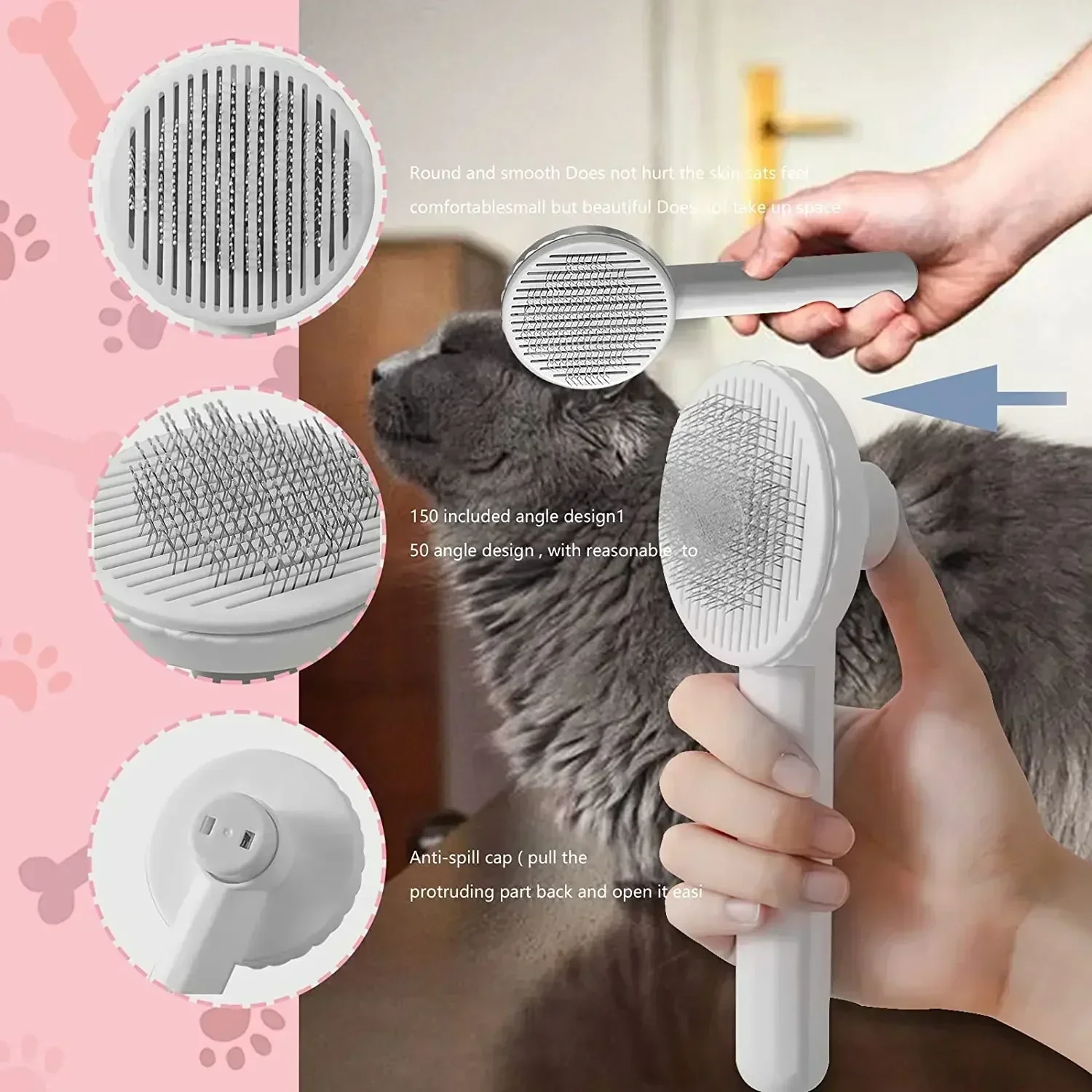 Cat Brush Pet Grooming Brush for Cats Remove Hairs Pet Cat Hair Remover Pets Hair Removal Comb Puppy Kitten Grooming Accessories 3