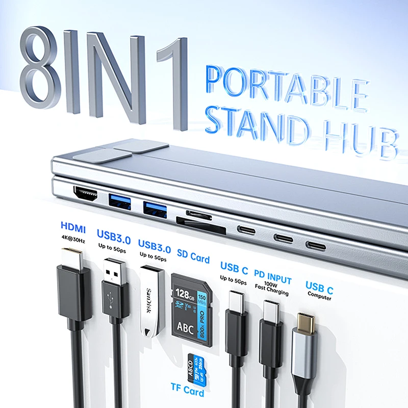 1Pc Universal Type-C Laptop Holder With HUB Computer Stand Bracket HDMI SD TF Memory Card For MacBook For IPad Pro Lenovo