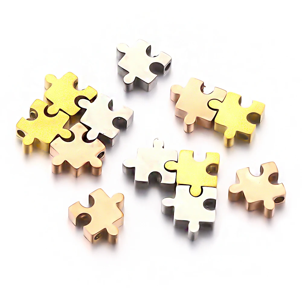 

5pcs Stainless Steel Gold Plated Polished Jigsaw Spacer Beads Needle Thread for DIY Bracelet Necklace Jewelry Making Supplies