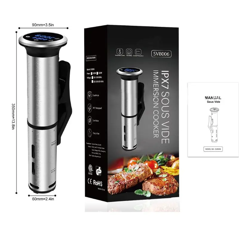 Sous Vide Cooker Stainless Steel Thermal Immersion Circulator Vacuum Cooke