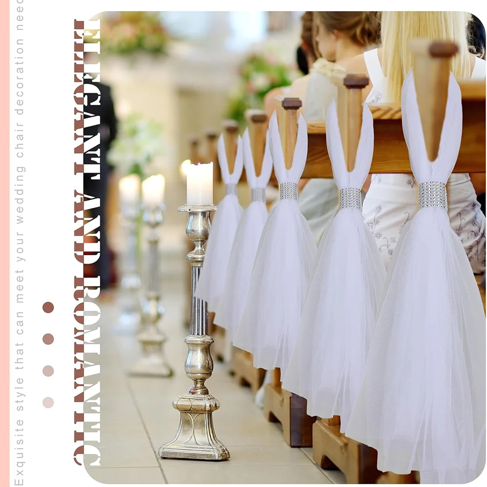 custom 5 pcs Wedding Pew Bows Wedding Aisle Decoration White Tutu Bow Tulle  Chair Bows for Church Bridal Shower favors funny - AliExpress, image size:1000x1000