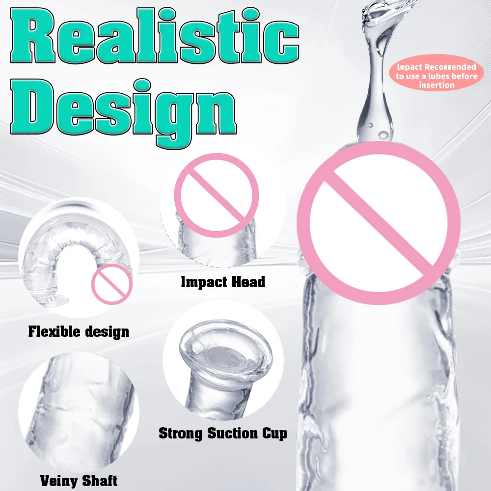 dildo sex toys Big Jelly Dildo Realistic Crystal Clear Dildo Suction Cup Huge Transparent Penis Dick Anal Sex Toys For Woman Lesbian Adult