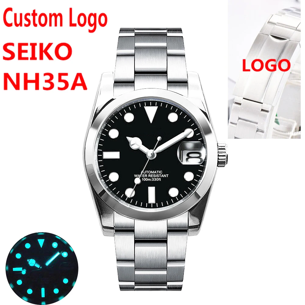 Мужские Водонепроницаемые механические часы NH35 с сапфировым стеклом, 10 бар, 36 мм/39 мм