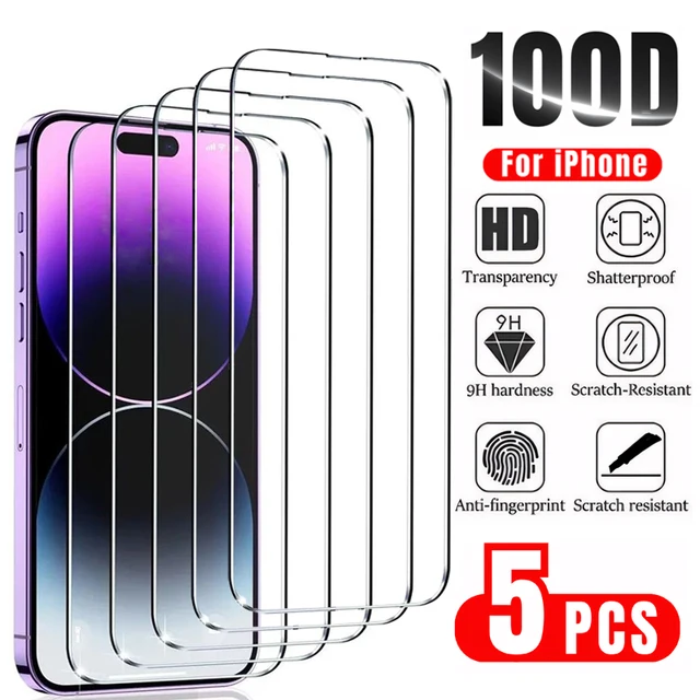 Protecteur d'Écran en Verre pour iPhone, 5 Pièces, pour Modèles 14, 13, 12, 11, 15 Pro Max Mini, Poly X, XS MAX, 7, 8 Plus, SE 1