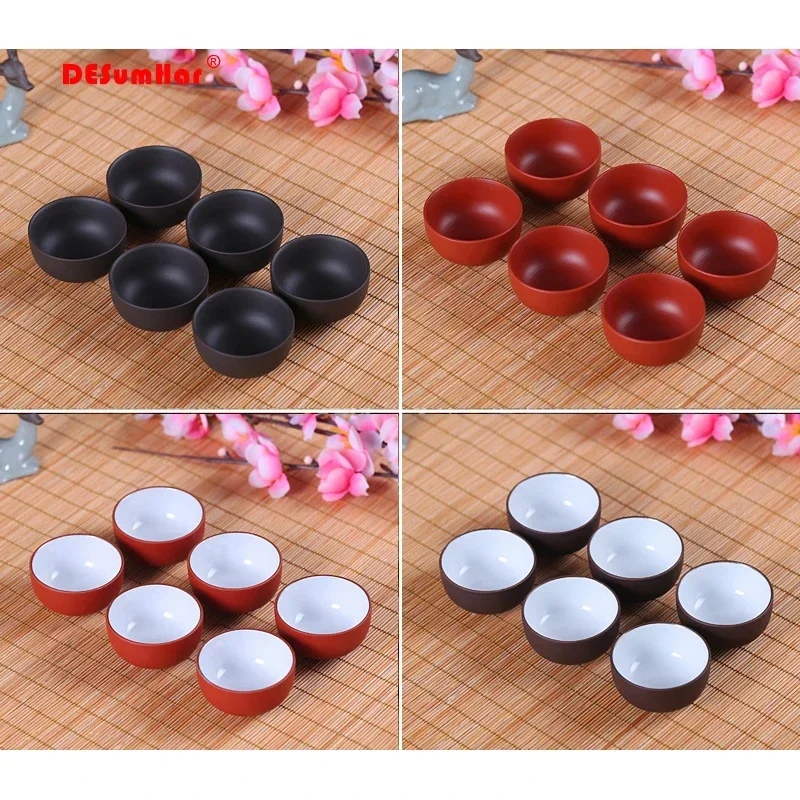 6PCS Purple Clay Chinese Japanese Ceramic Tea Cups Set Tea Cup