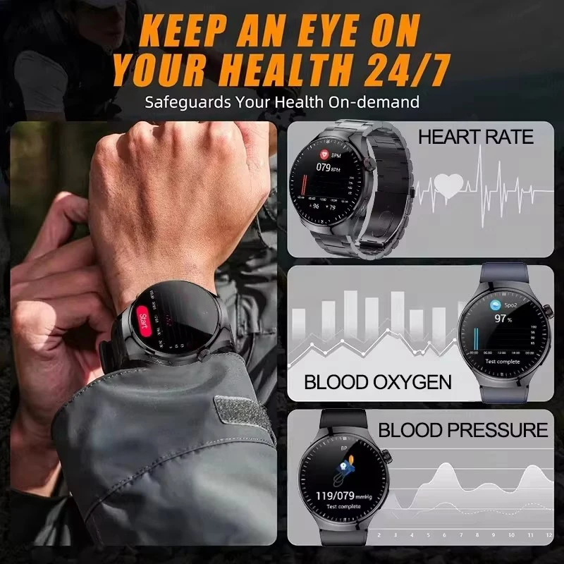 2025 New Micro Physical Examination Blood Lipids Uric Acid Blood oxygen Smart Watch Men ECG+PPG Clock Bluetooth call Smart watch 4