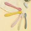 Custom BPA free Food Grade Baby First Stage Soft Feeding Tipped Toddler Utensils Set Silicone Baby Spoon 3