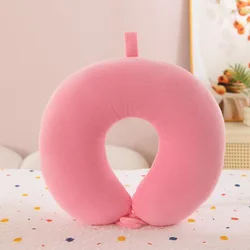 Deluxe Travel & Neck Support Pillow with Snap Strap and Soft Cover (Pink)
