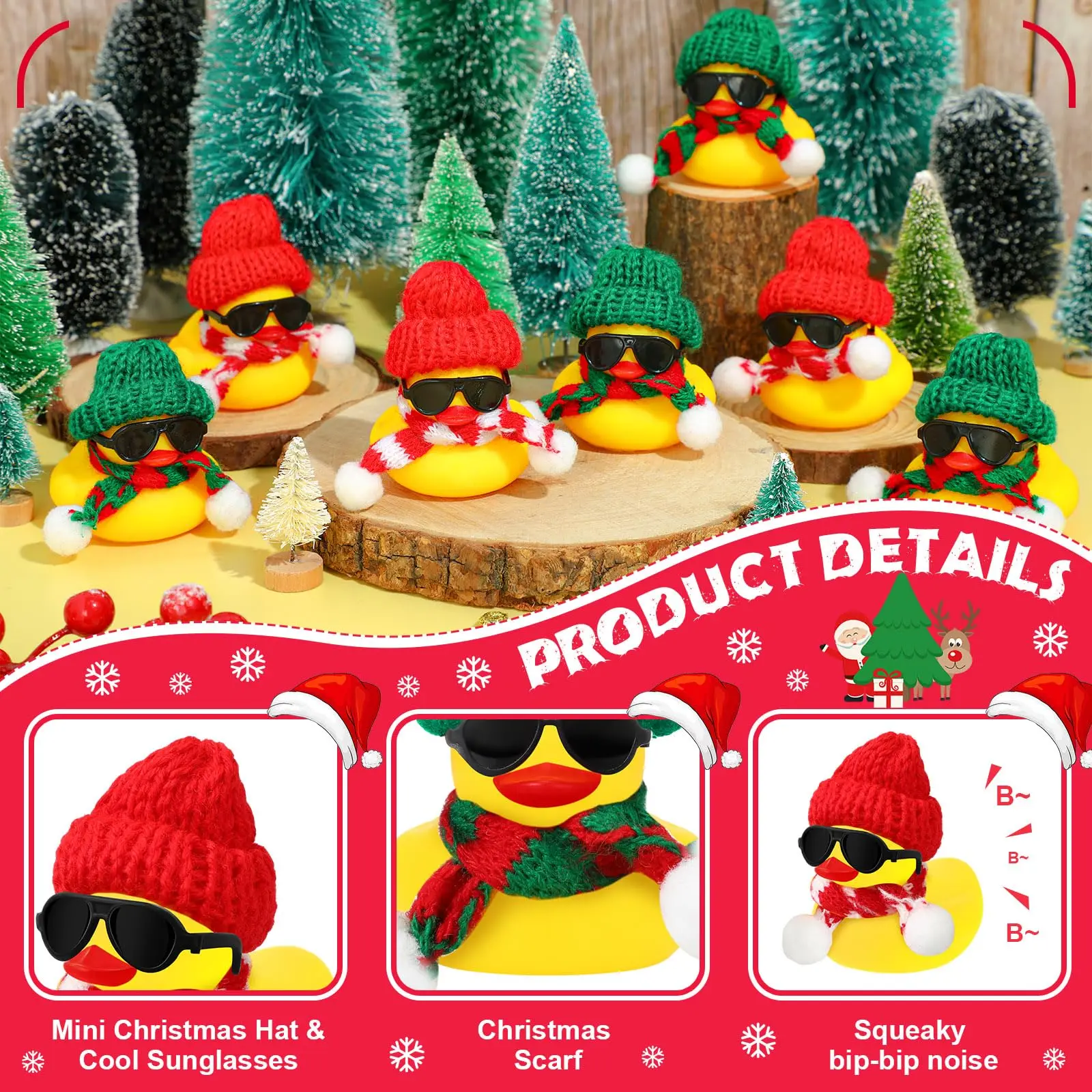 12/24/48 Set Christmas Rubber Ducks Showers Accessories Jeep Toys for Kids Christmas Party Favors 2