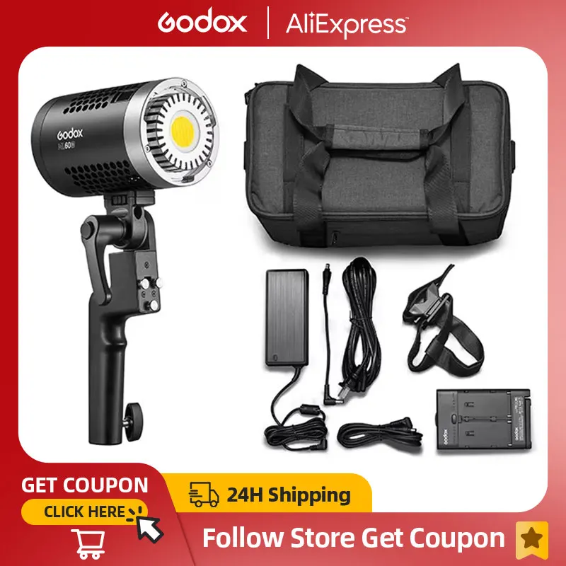 Godox 이색 LED 조명, 무소음 모드, 휴대용 밝기 조정 지지대, 리튬 이온 야외 LED 조명, ML60Bi ML60 Bi 60W