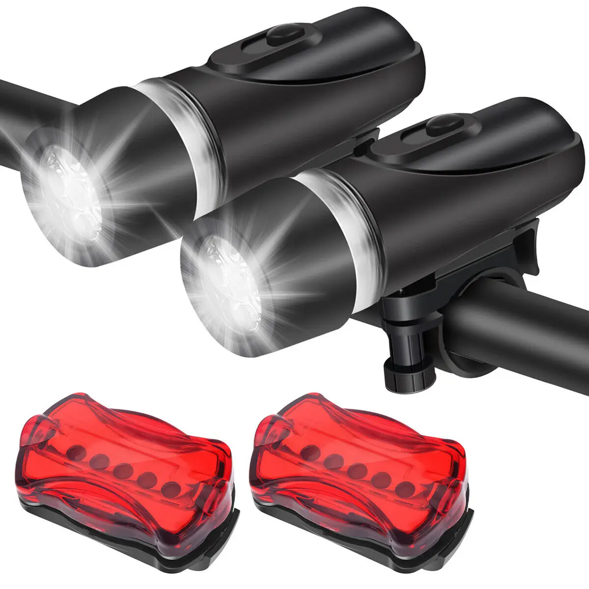 2PCSBatteryBikeFrontBicycleLightsFrontBackRearTaillightMTBRoadBikeHeadlightBicycle