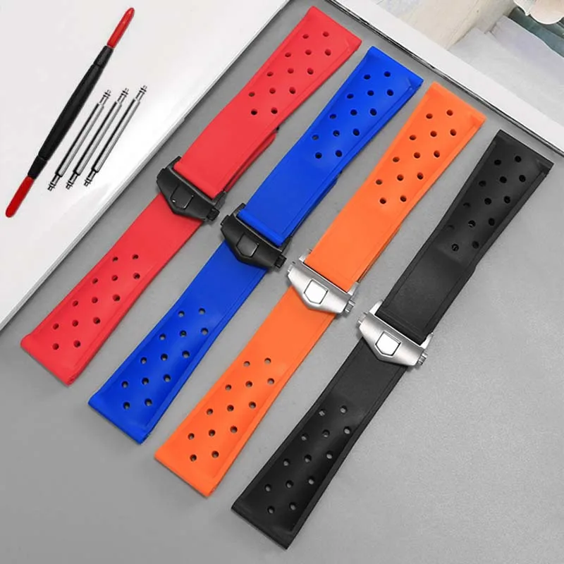 22mm Breathable Silicone Watch band for TAG Heuer Strap F1 CAZ201