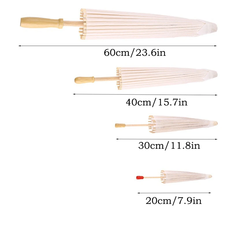 20/30/40/60cm Wedding Paper Umbrella Wooden Handle White Diy Chinese Paper Umbrella Birthday Party Wedding Photography Props