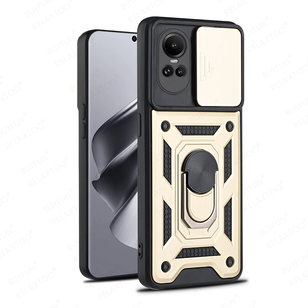 For Oppo Reno 10 Pro 5G Case Armor Shockproof Slide Lens Cover On